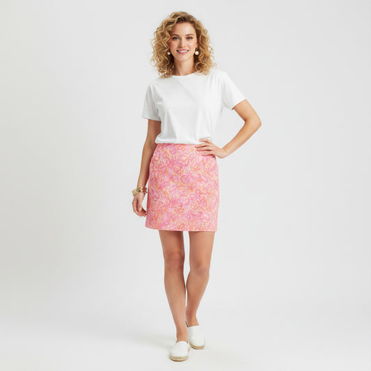 Lynn's Closet Boutique pink and orange bike print skirt with pockets, size 0
