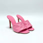 Lynn's Closet Boutique pink leather mules with embossed Louis Vuitton monogram and square toe. Size 38.5.
