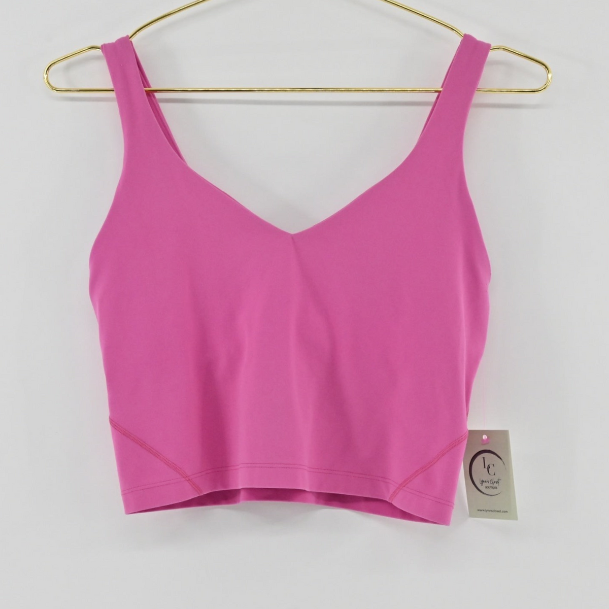 Lynn's Closet Boutique pink Lululemon Align tank top with V-neckline and cropped silhouette in buttery-soft Nulu fabric