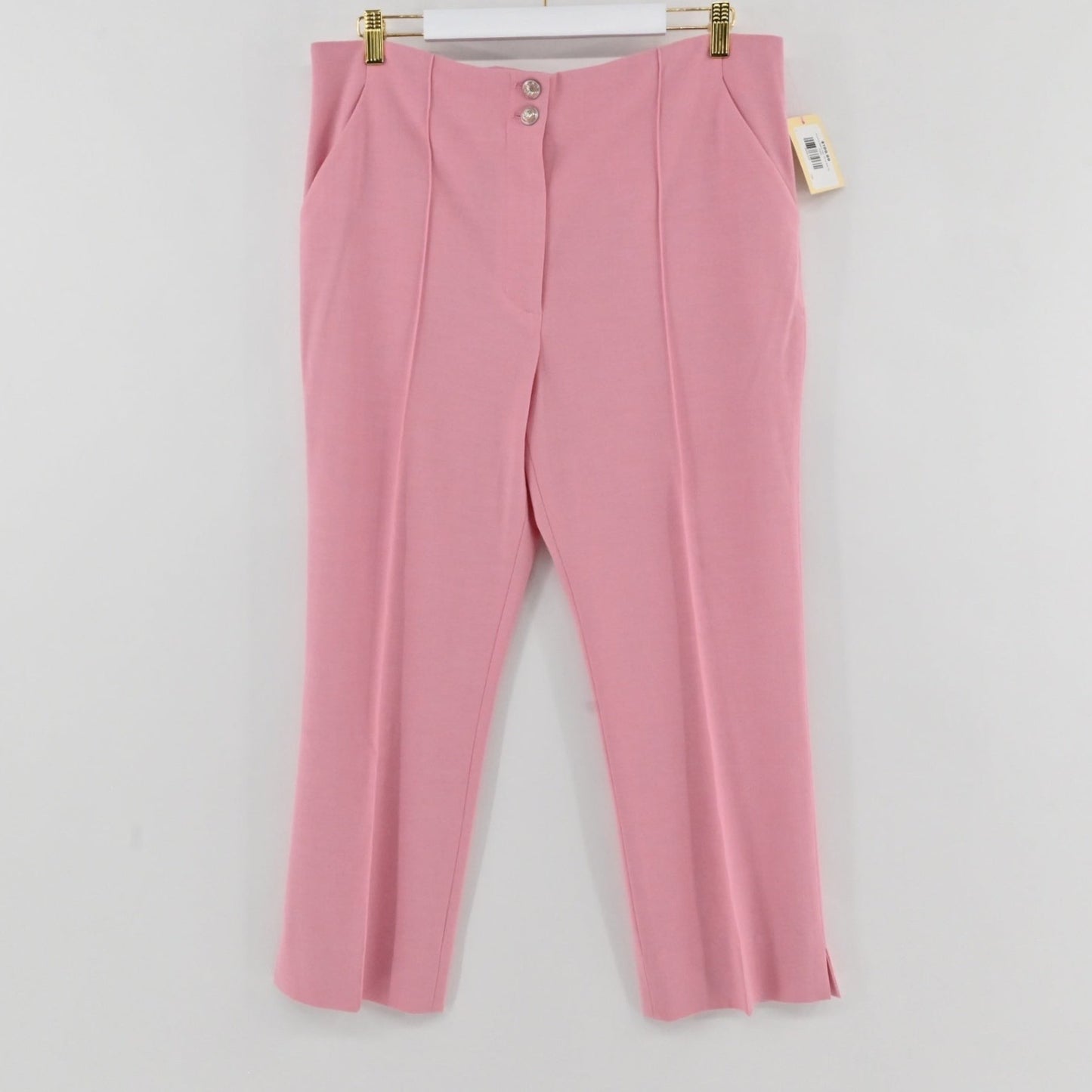 Lynn's Closet Boutique Veronica Beard Kean high-rise tailored trousers in soft pink with front seam and side slits