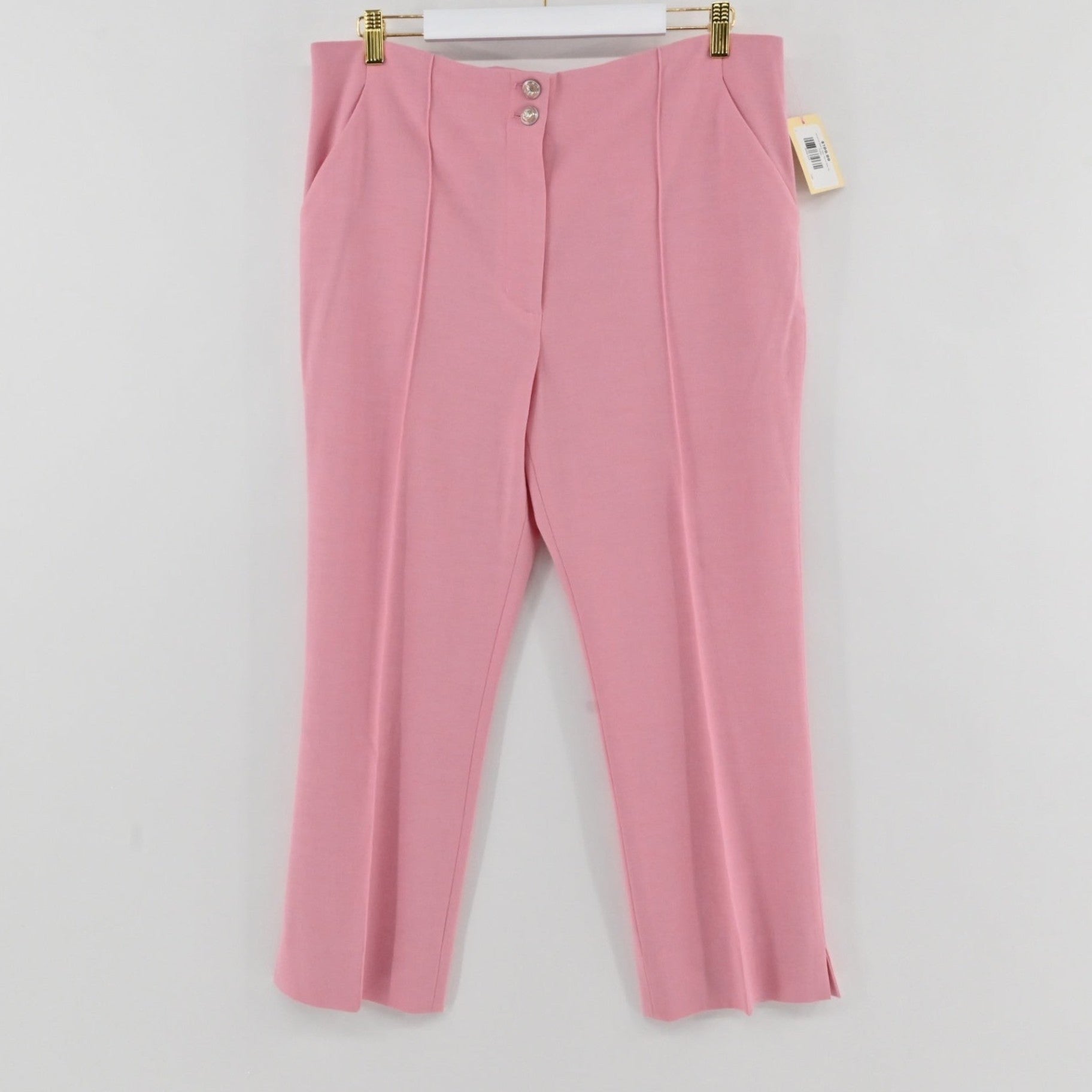 Lynn's Closet Boutique Veronica Beard Kean high-rise tailored trousers in soft pink with front seam and side slits