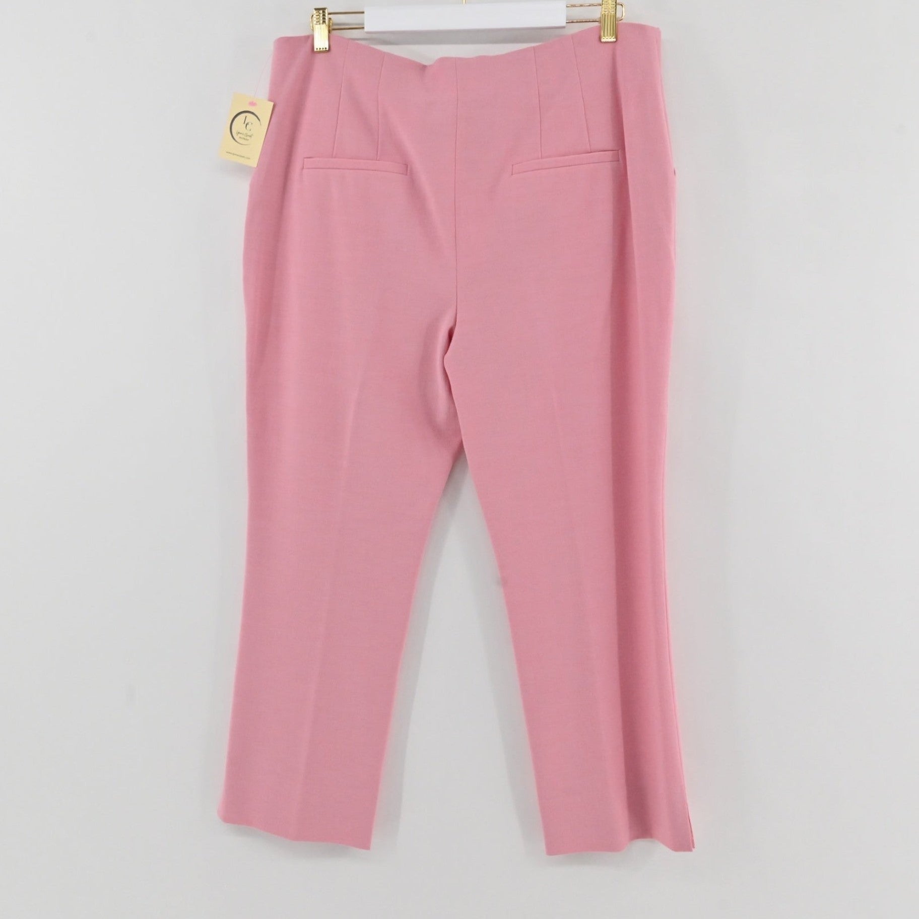 Lynn's Closet Boutique Veronica Beard Kean high-rise tailored trousers in soft pink with back welt pockets.