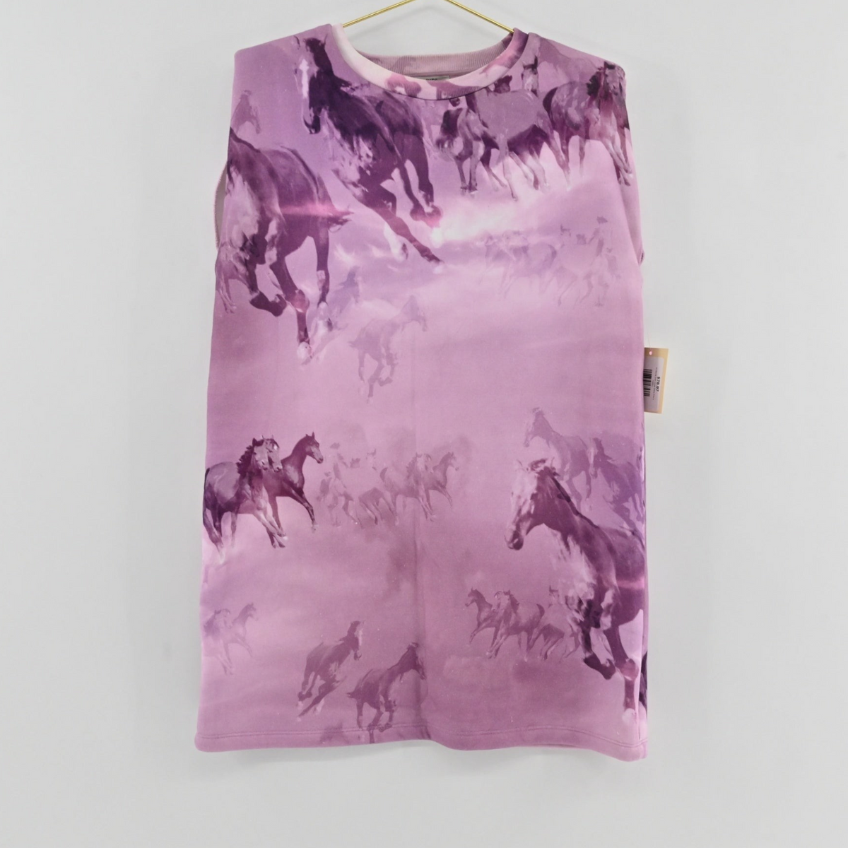 Lynn's Closet Boutique sleeveless mini dress in soft purple with an ethereal horse print and crew neck