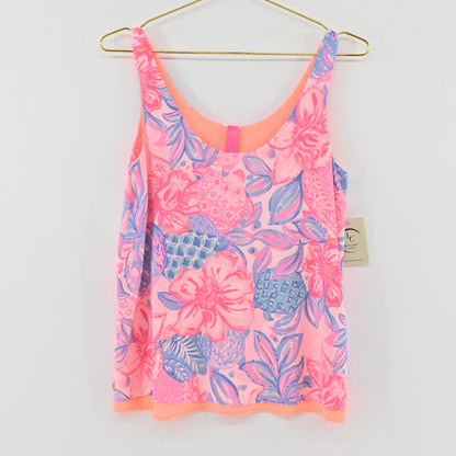 Lynn's Closet Boutique Lilly Pulitzer reversible tank top in pink floral turtle print with scoop neckline