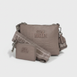 Lynn's Closet Boutique taupe Steve Madden Bvice crossbody bag with embossed logo pattern and detachable coin purse