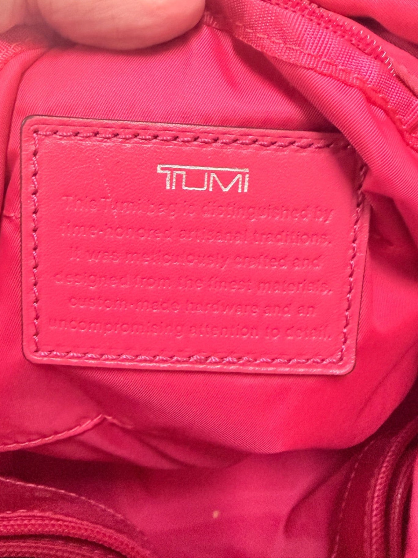 Lynn's Closet Boutique Tumi Voyageur hot pink nylon crossbody interior leather brand logo patch