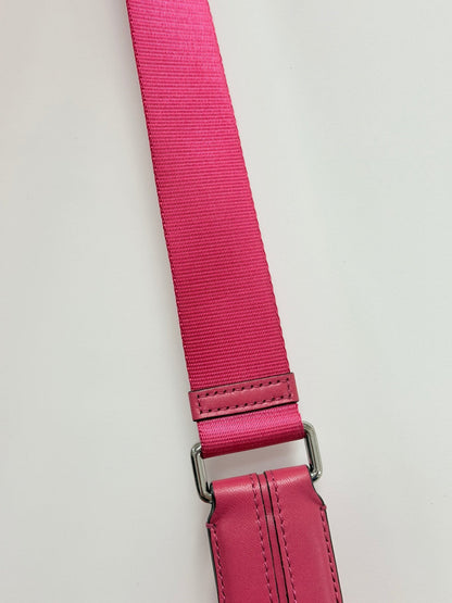 Lynn's Closet Boutique Tumi Voyageur hot pink nylon crossbody bag adjustable strap with silver hardware detail