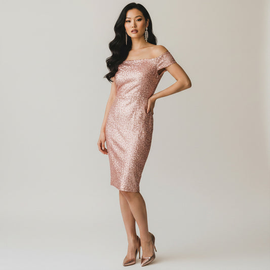 slim fit dress slacks CHLOE 3/4 SEQUIN DRESS main image 1
