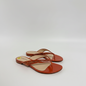 Lynn's Closet Boutique Alexandre Birman orange flat thong sandals with snakeskin-embossed straps and glossy finish