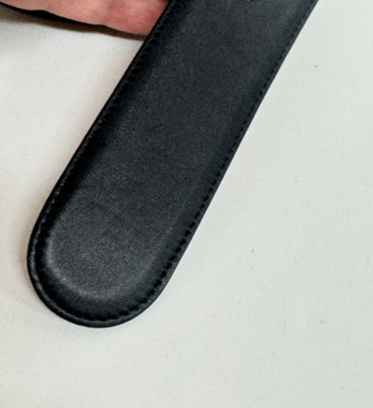 Lynn's Closet Boutique Gucci black calfskin leather belt strap with detailed stitching