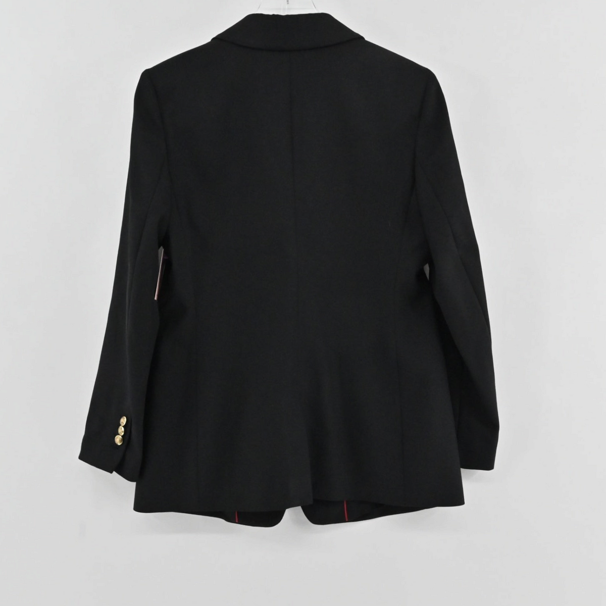 Lynn's Closet Boutique Banana Republic black wool blazer featuring a classic collar and gold-toned sleeve buttons.