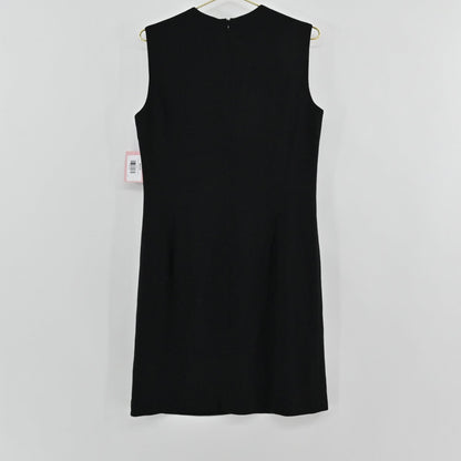 Lynn's Closet Boutique Brooks Brothers sleeveless black sheath dress with a crew neckline, back view.