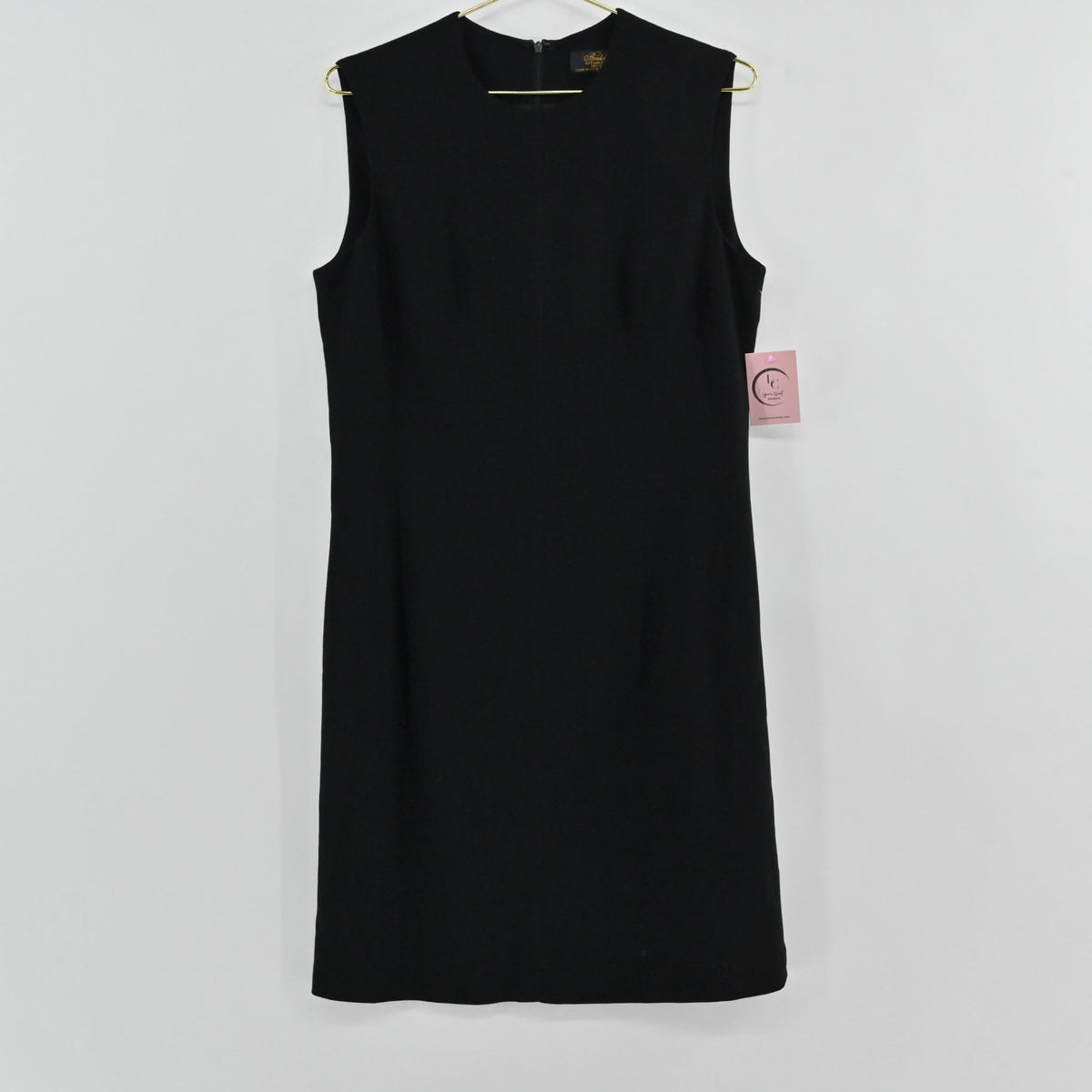 Lynn's Closet Boutique Brooks Brothers black sleeveless sheath dress with crew neckline and knee-length cut.