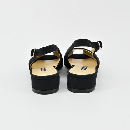 Lynn's Closet Boutique Bruno Magli black leather slingback flats with low heels and adjustable straps, back view