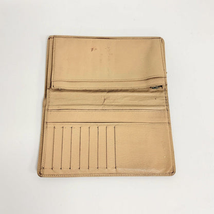 Lynn's Closet Boutique pre-owned beige leather Chanel bi-fold wallet interior view with card slots and pockets