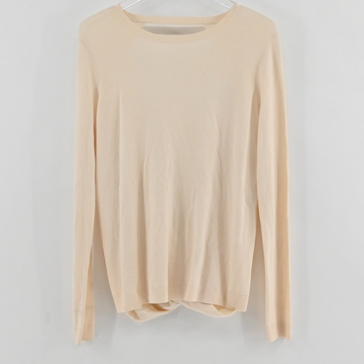 Lynn's Closet Boutique DVF Kylee cream fine-knit sweater with crew neckline and long sleeves