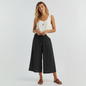Lynn's Closet Boutique Eileen Fisher metallic black wide-leg cropped pants worn by a model with a white tank top