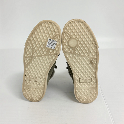 Lynn's Closet Boutique Giuseppe Zanotti olive suede sneaker outsoles showing size 38.5 and Italian craftsmanship
