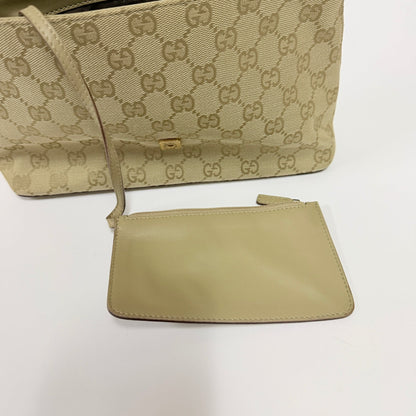Lynn's Closet Boutique vintage Gucci beige GG monogram canvas shoulder bag with matching leather pouch