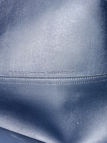 Lynn's Closet Boutique Gucci GG Supreme tote interior leather heat stamp logo detail
