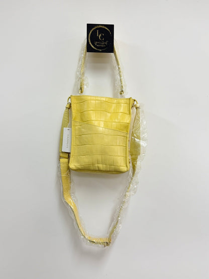Lynn's Closet Boutique Hammitt Sunstruck yellow crocodile-embossed leather crossbody bag with an adjustable strap.