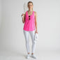 Lynn's Closet Boutique Lilly Pulitzer Luxletic hot pink racerback tank top worn by a model holding a tennis racket