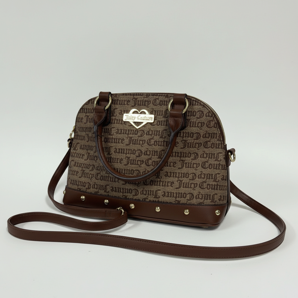 Lynn's Closet Boutique Juicy Couture chestnut and chino dome satchel with gold heart logo and detachable strap