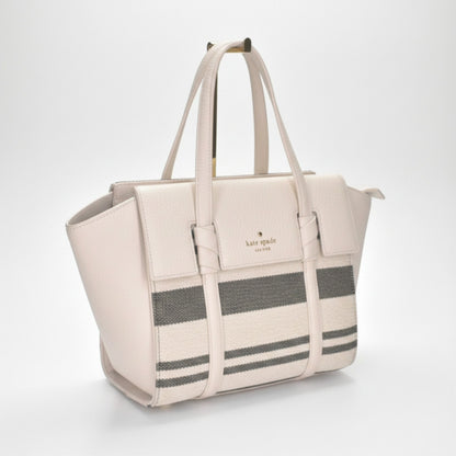 Lynn's Closet Boutique Kate Spade Daniels Drive Abigail bag in cream leather with grey striped woven panel