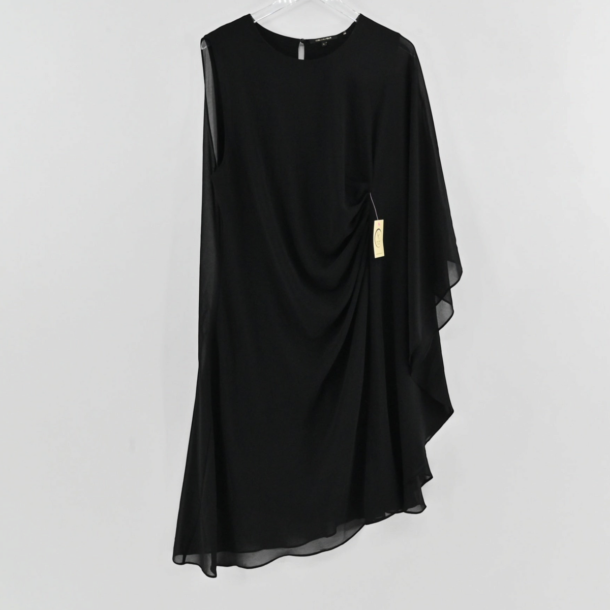 Lynn's Closet Boutique Kobi Halperin black sleeveless dress with asymmetrical hem and side ruching detail