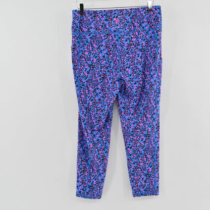Lynn's Closet Boutique Lilly Pulitzer high rise midi leggings in blue Growl & Prowl animal print with pink accents