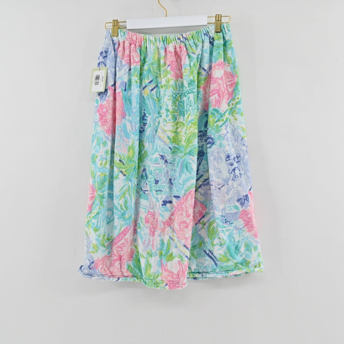 Lynn's Closet Boutique Lilly Pulitzer terry cloth spa towel wrap in a vibrant multi-color tropical floral print.