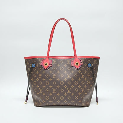 Lynn's Closet Boutique Louis Vuitton Monogram Totem Neverfull MM tote bag with red leather trim and colorful accents.