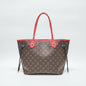 Lynn's Closet Boutique Louis Vuitton Monogram Totem Neverfull MM tote bag with red leather trim and colorful accents.