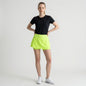 Lynn's Closet Boutique Lululemon Pace Rival mid-rise athletic skirt in highlighter yellow worn with a black t-shirt