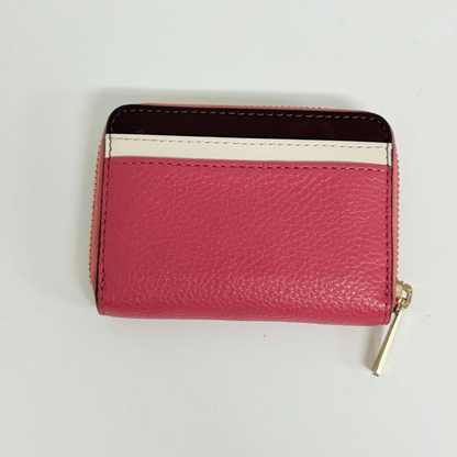 Lynn's Closet Boutique Michael Kors Jet Set Travel card case in red, white, and berry pebbled leather with gold zip.