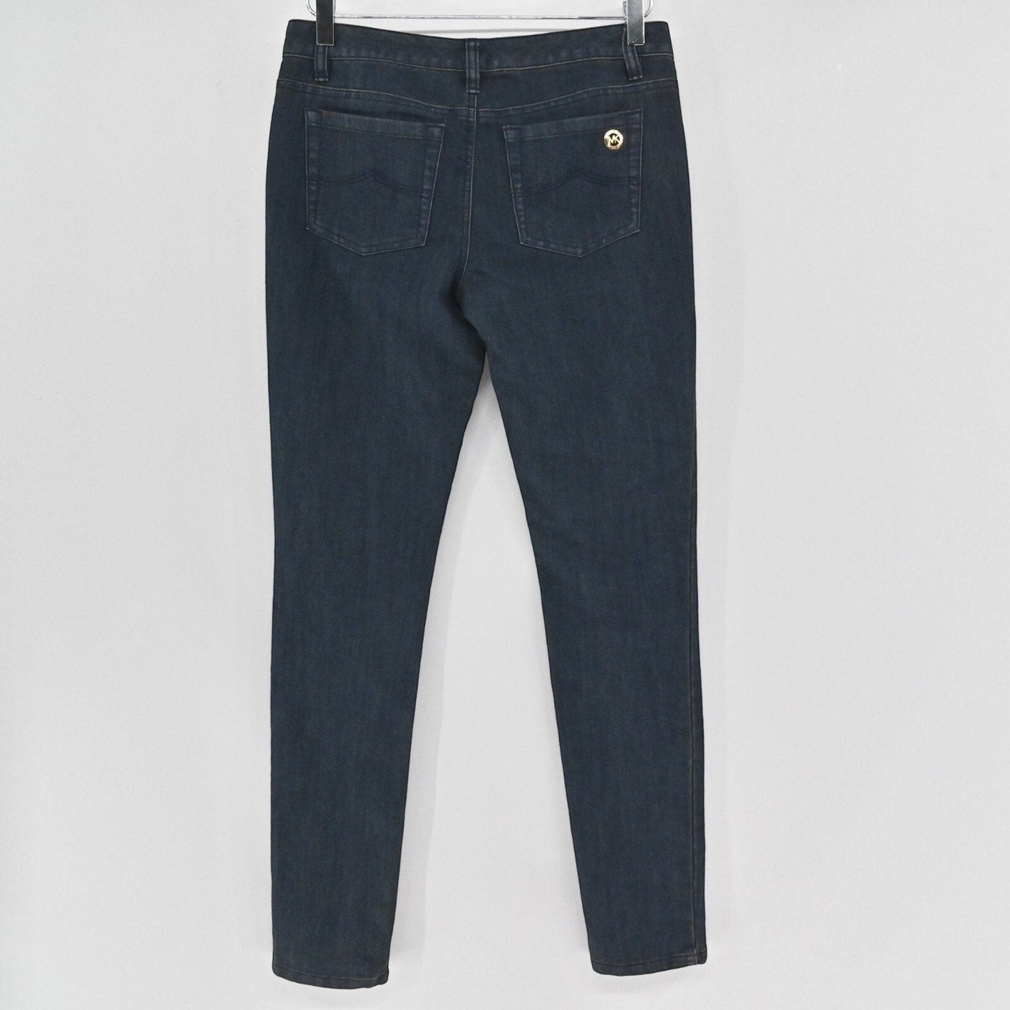 Lynn's Closet Boutique Michael Kors dark wash denim jeans with back pocket logo hardware, size 2.