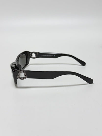 Lynn's Closet Boutique Moncler Minuit black acetate rectangular sunglasses with signature logo temple detail