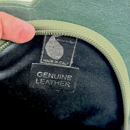 Lynn's Closet Boutique Mood Indigo genuine leather bag interior label showing Made in Italy craftsmanship