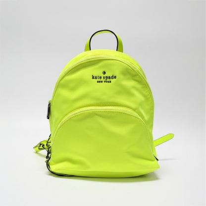 Lynn's Closet Boutique Kate Spade Chelsea neon yellow nylon backpack with front zip pocket and top handle.