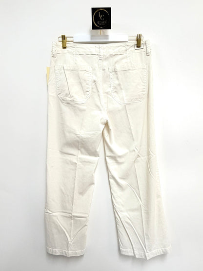 Lynn's Closet Boutique Paige white wide-leg pants featuring back pockets and a relaxed fit, shown from the back.