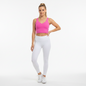 Model wearing a pink Lululemon Align tank top and white leggings from Lynn's Closet Boutique