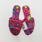 Lynn's Closet Boutique FreeDazz pink slides with vibrant multi-colored floral embroidery and size 7 stickers