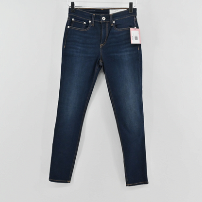 Lynn's Closet Boutique Rag & Bone Cate mid-rise slim-leg jeans in dark wash denim with five-pocket styling.
