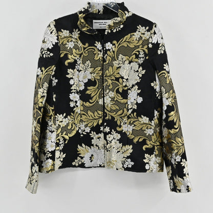 Lynn's Closet Boutique Christian Ruperto Alta Moda black silk brocade jacket with gold and silver floral patterns