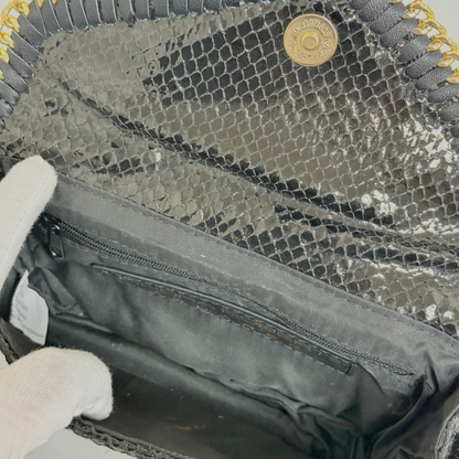 Lynn's Closet Boutique Sondra Roberts black snakeskin-embossed clutch interior with zippered pocket and magnetic snap
