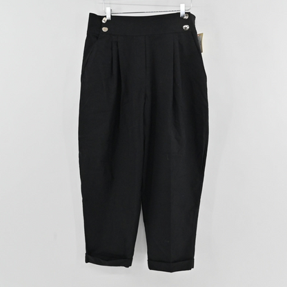 Lynn's Closet Boutique black Tanya Taylor high-waisted sailor pants with button details and cuffed hems