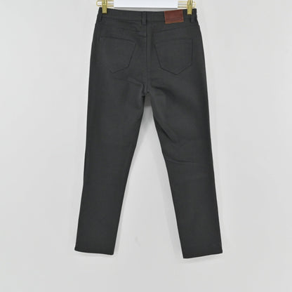 Lynn's Closet Boutique Thakoon slate grey cropped jeans featuring a back view with a leather brand patch and pockets.