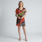Lynn's Closet Boutique Trina Turk multi-colored animal print V-neck dress with flutter sleeves and elasticized waist.