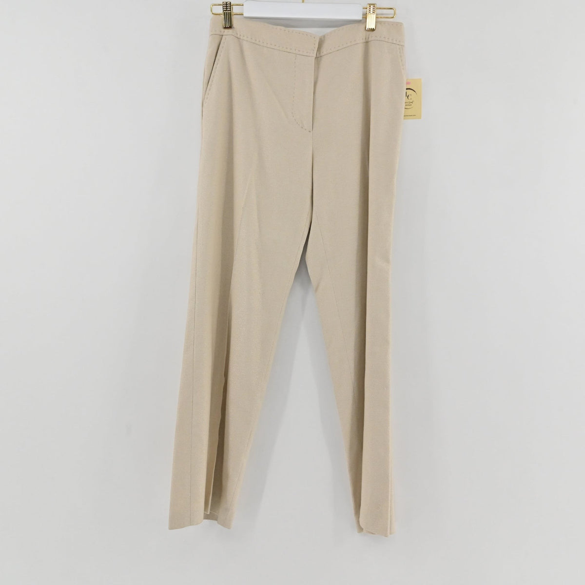 Lynn's Closet Boutique vintage Valentino Roma ivory straight-leg trousers with a classic waistband and side pockets.