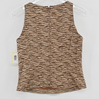 Lynn's Closet Boutique vintage CMV sleeveless sequin top in brown and tan with a textured pattern and back zipper.